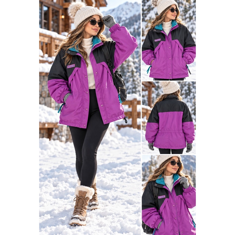Vintage Columbia Sportswear Radial Sleeve Parka Jacket Purple Black Women Medium